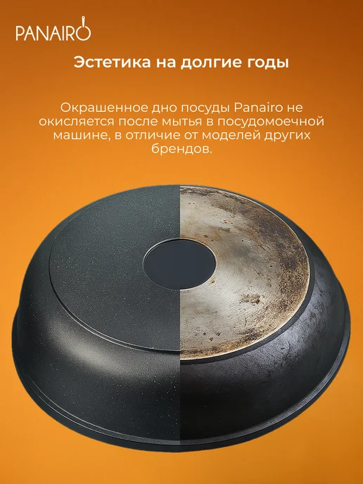 Ricota Сковорода-ВОК 28см с крышкой и съемной ручкой, без индукции, черный, фото 8