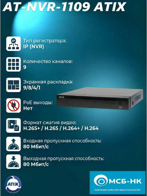 ATIX 9-канальный IP-видеорегистратор, черный, фото 2