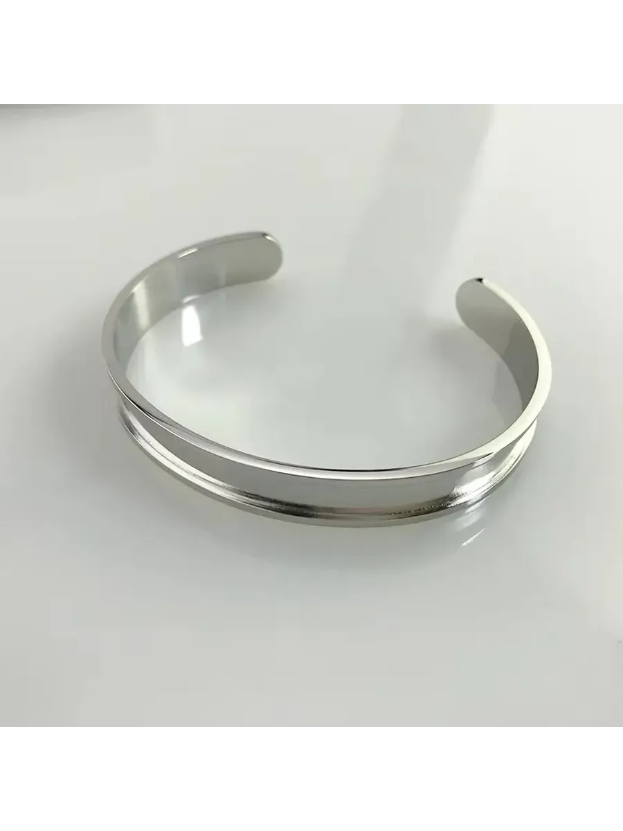 Браслет манжета из нержавеющей стали, серебряный, Adult size