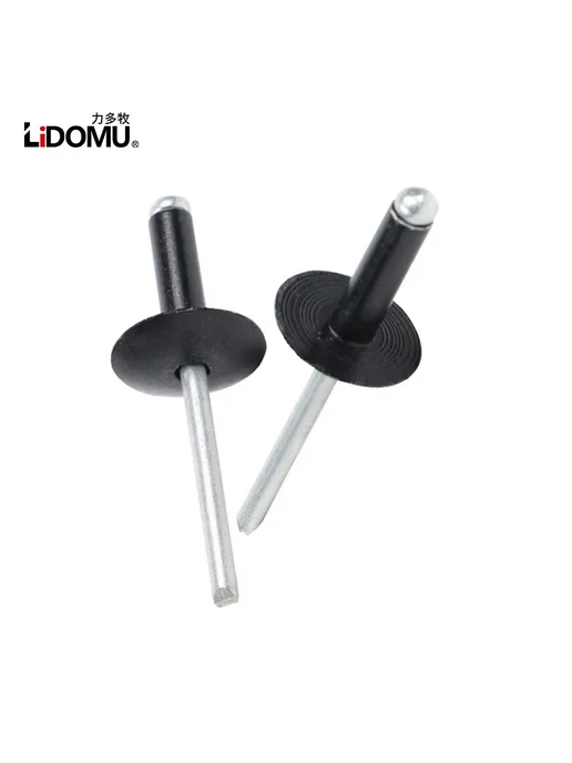LiDOMU Заклепки алюминиевые черные ASL-B 4.8x16x16 мм, 50 шт, 4.8x18x16 мм, 50 шт