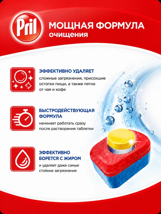 PRIL Таблетки для посудомоечной машины All in One Extra, 100 шт, 100 шт, фото 2