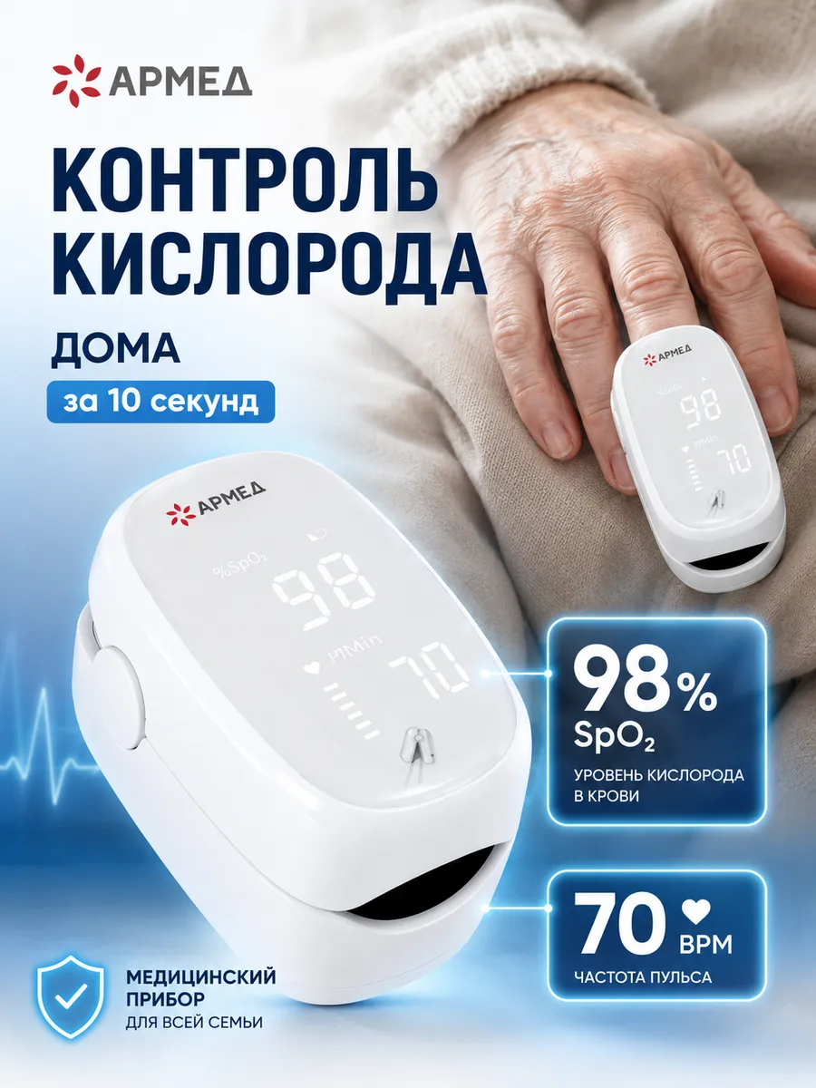 Пульсоксиметр на палец медицинский YX303