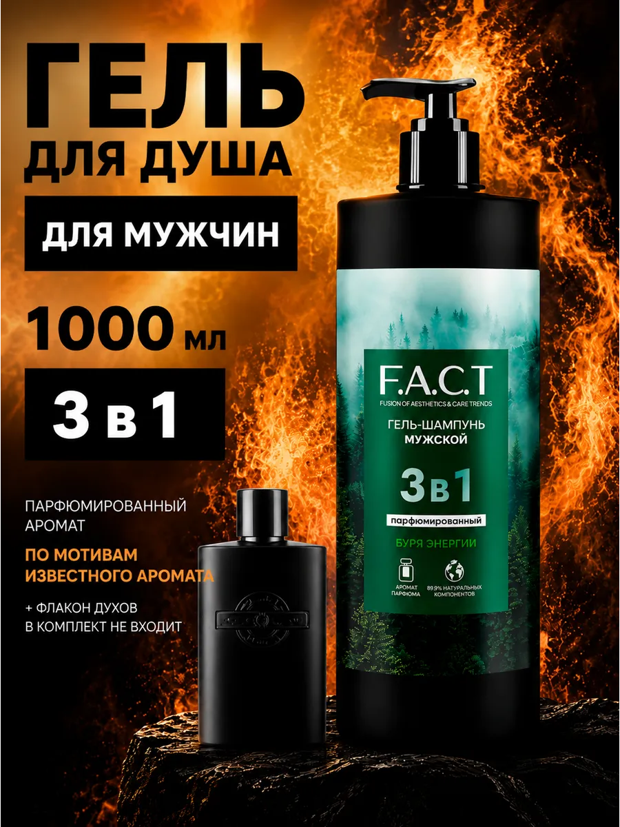 Гель шампунь мужской парфюмированный 3в1 1000мл