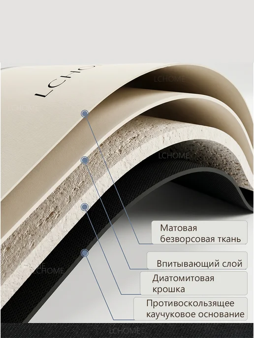 Le confort HOME Коврик на кухню и ванную 150х50 белый с серой каймой, 150x50, фото 3