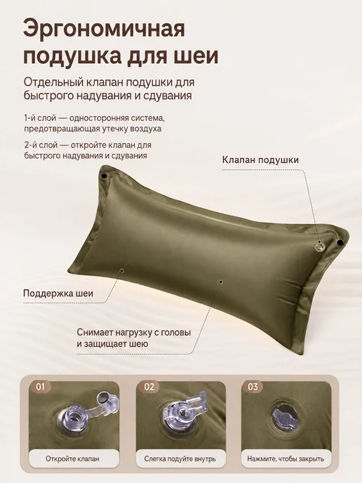 Коврик туристический Матрас надувной, зеленый, фото 8
