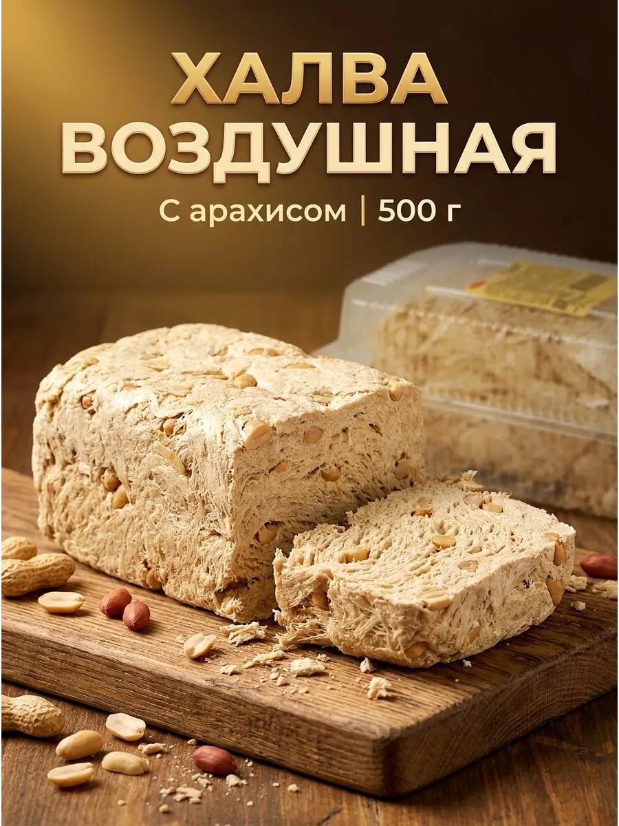 Халва Дружба воздушная с арахисом, 500г