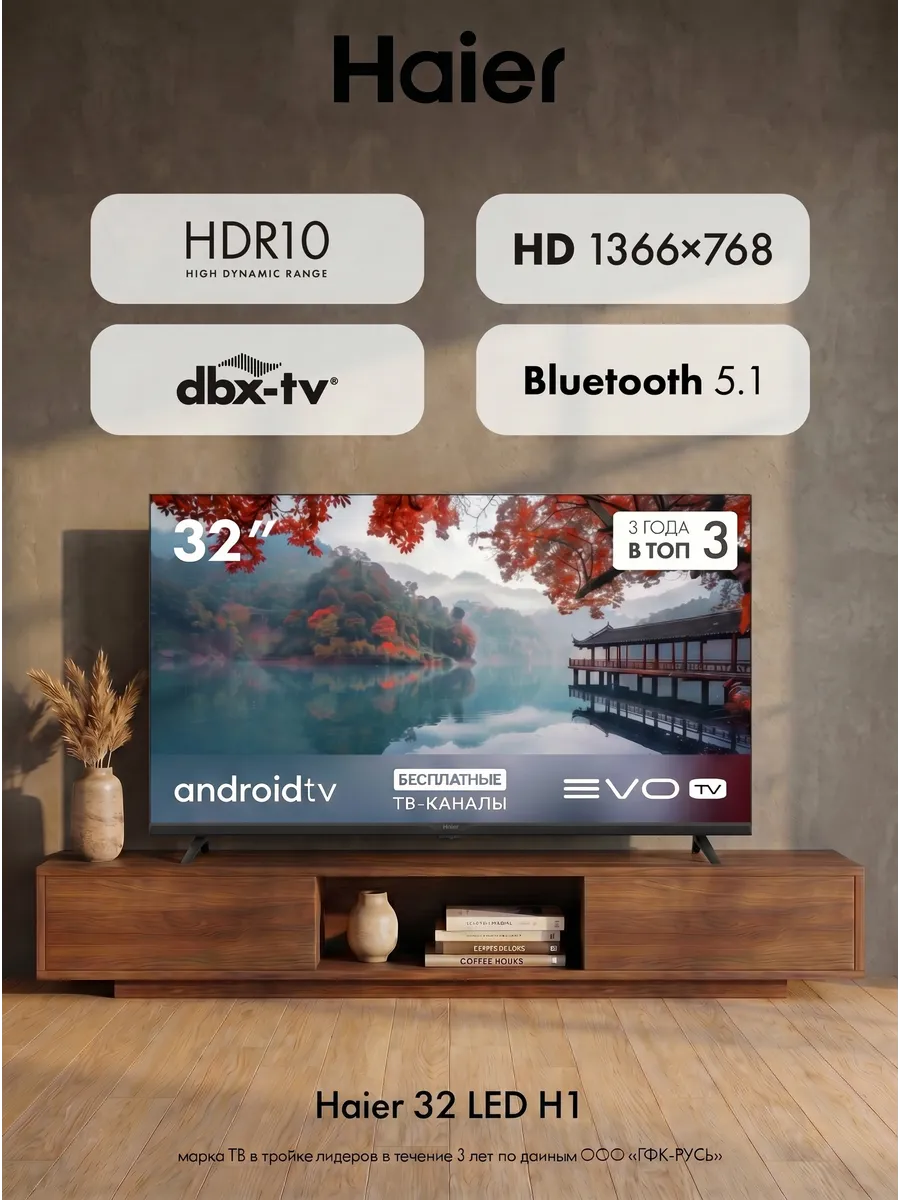Телевизор 32 LED H1, HD, Android TV, EVO TV