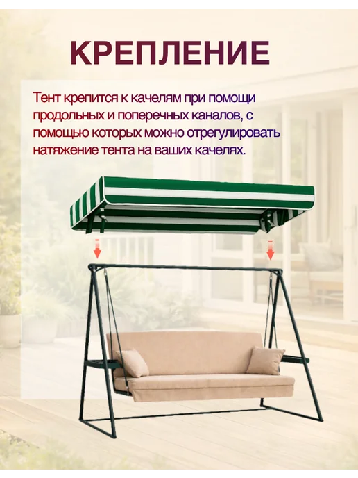 Sebo Тент садовых для качелей (от 160 до 185 см) зелено-белый, белый, фото 4