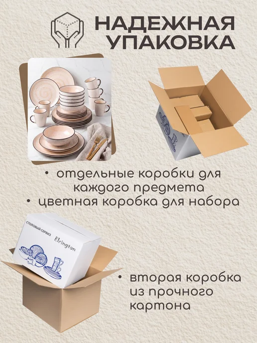 Elrington Набор посуды столовой на 6 персон с кружками и тарелками, черный, фото 7