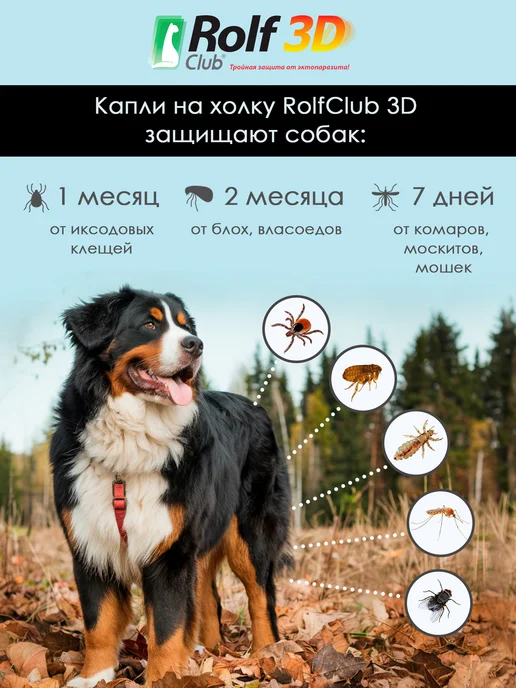 ROLF CLUB Капли от клещей, блох и комаров для собак 20-40 кг, 3 пипетк…, 4060 кг, фото 3