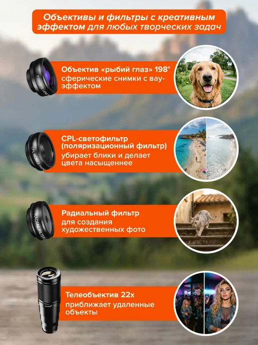 Levenhuk Набор объективов для смартфона Kelvin SLS10, черный, фото 2