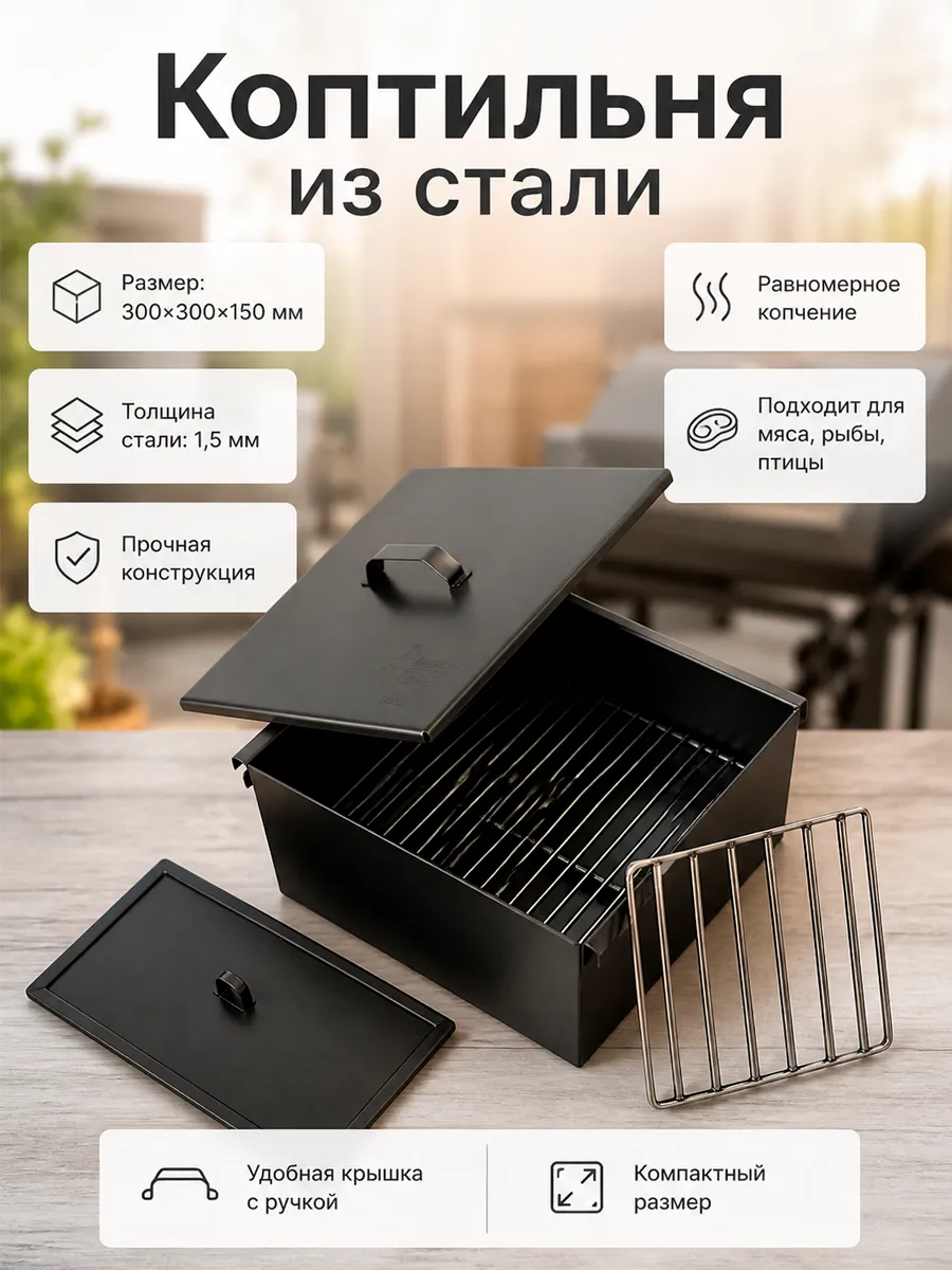 Коптильня из стали для горячего копчения