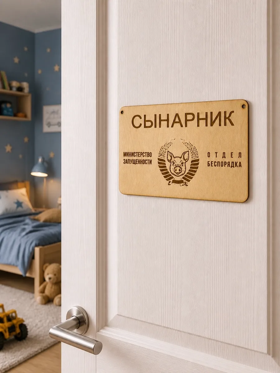 Табличка прикольная мальчику на дверь "Сынарник"в комнату