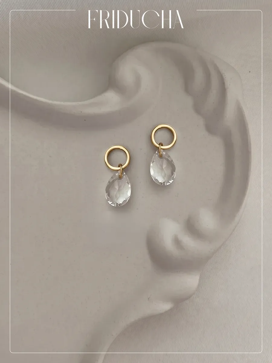 Подвески Swarovski Pear Cut Crystal, позолота, 2 шт