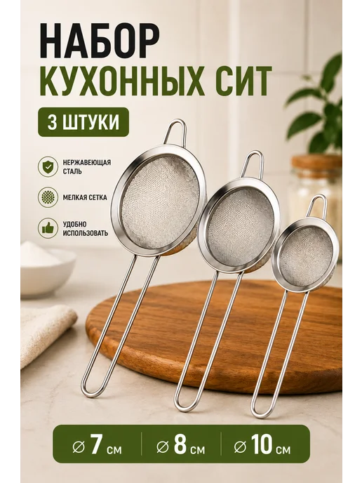 Набор кухонных сит 3 шт, 3 шт