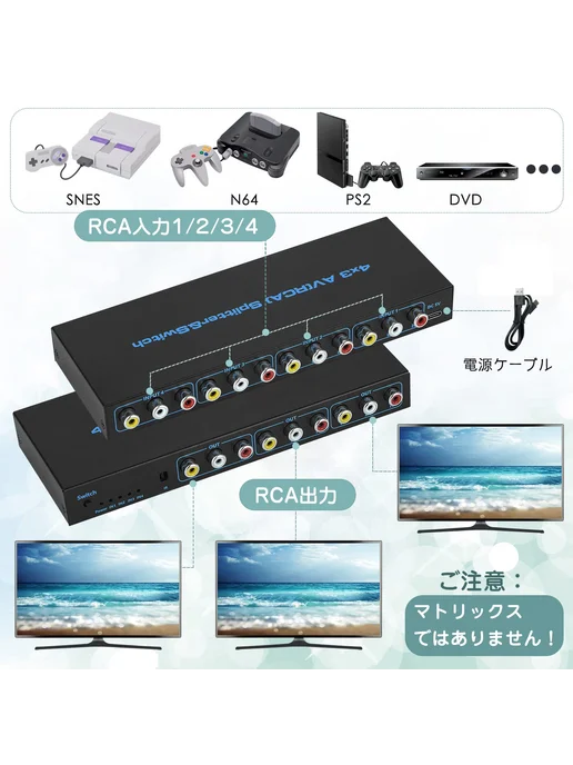 RCA коммутатор 4x3 с ИК пультом 1080P, 4x3, фото 2