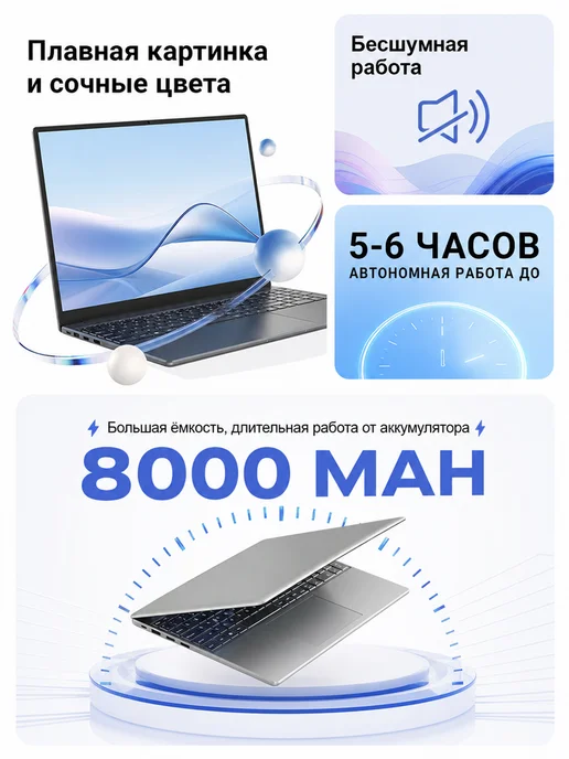 Ноутбук Intel Core 32ГБ+2048 ГБ работа и учёба, серый, фото 7
