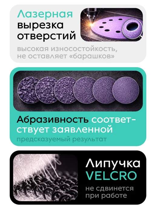 SMOOLAD Круги шлифовальные абразивные на пластике 10штук 1500Р 125мм, вариант, фото 5