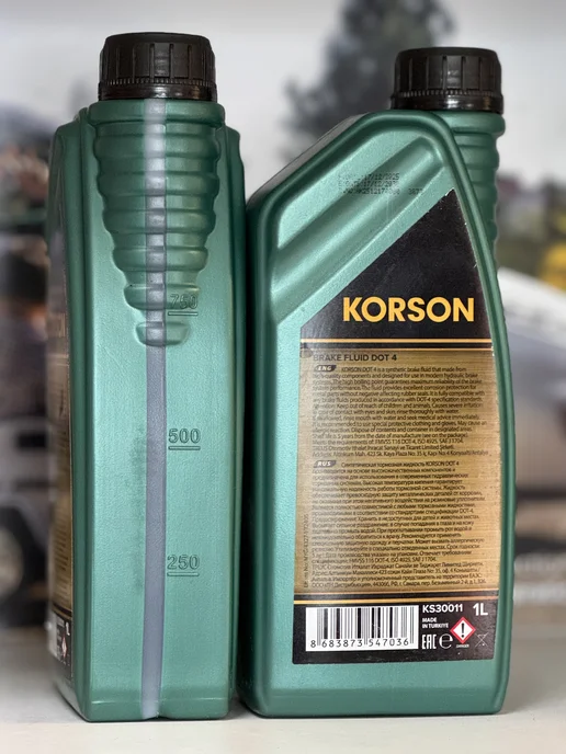 KORSON моторные масла и жидкости Тормозная жидкость KORSON DOT 4 1 л KS30011, 1 л, фото 4