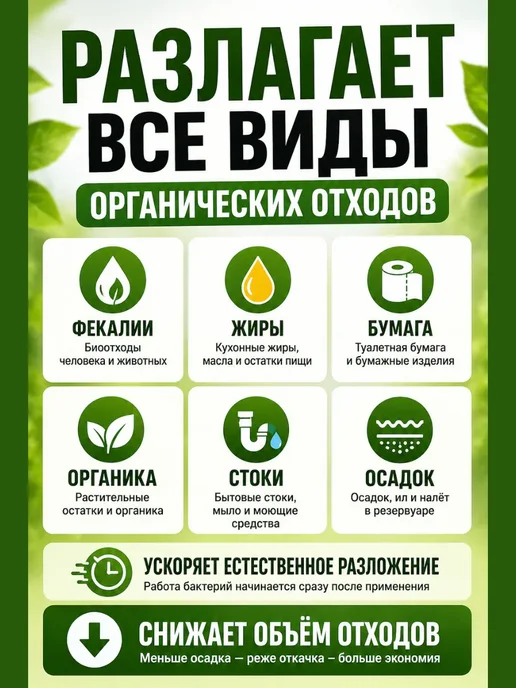Vseisrazy Средство от запаха и ила в септике и выгребной яме, вариант, фото 3