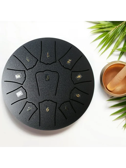 Steel Tongue Drum 6 дюймов 11 нот Handpan для игры (Black), черный, фото 2