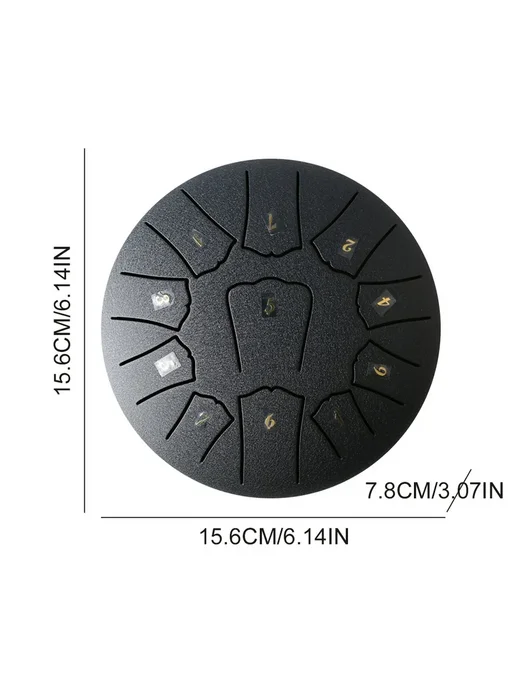 Steel Tongue Drum 6 дюймов 11 нот Handpan для игры (Black), черный, фото 6