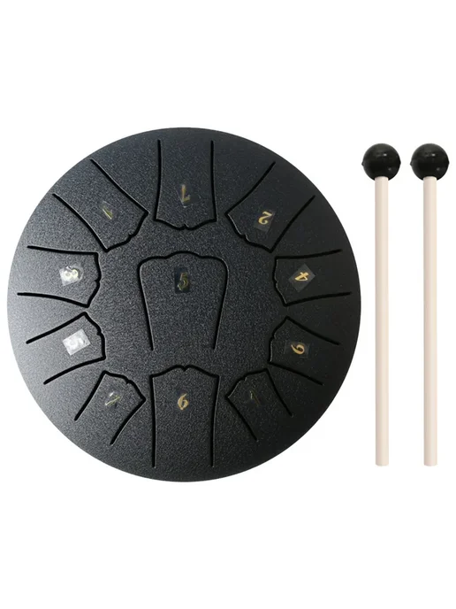 Steel Tongue Drum 6 дюймов 11 нот Handpan для игры (Black), черный, фото 7