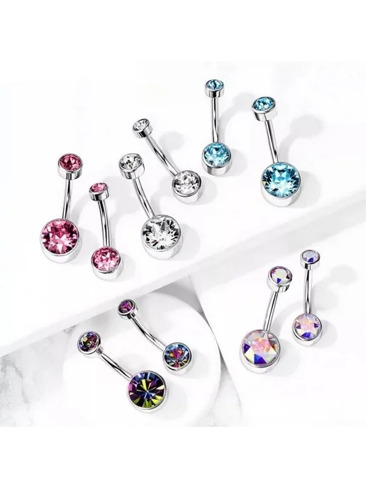 DG Jewelry Пирсинг в пупок, бижутерия с фианитами, серый, фото 2