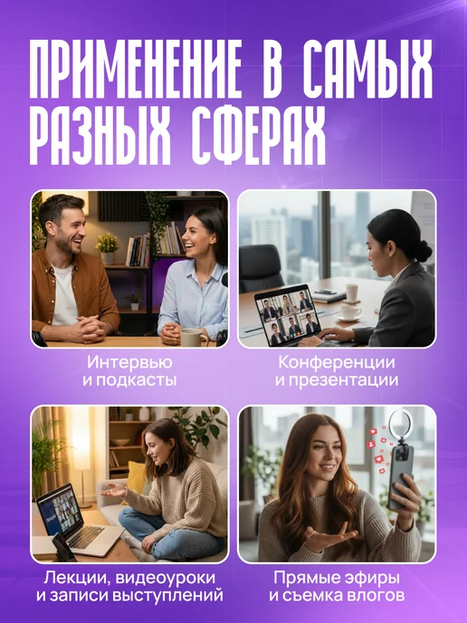 TOFURA Микрофон петличный беспроводной для iPhone и Android, черный, фото 8