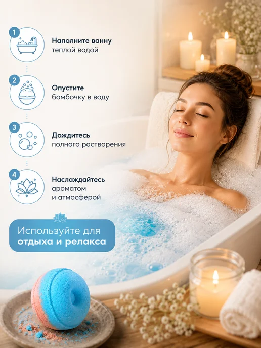 НК08 Бомбочка для ванны, голубой, фото 4