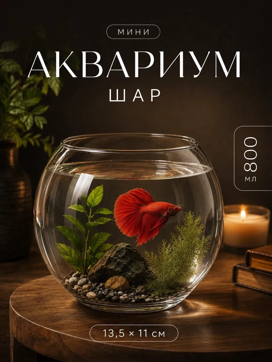 Аквариум для рыбок маленький 800 мл