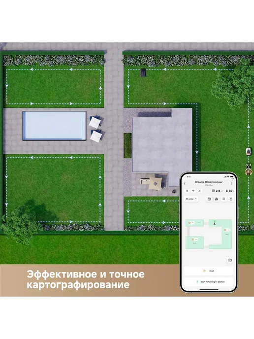 Dreame Газонокосилка A1 Pro до 800 м2, 4000 мАч, 3 лезвия, 4000 мАч, фото 3