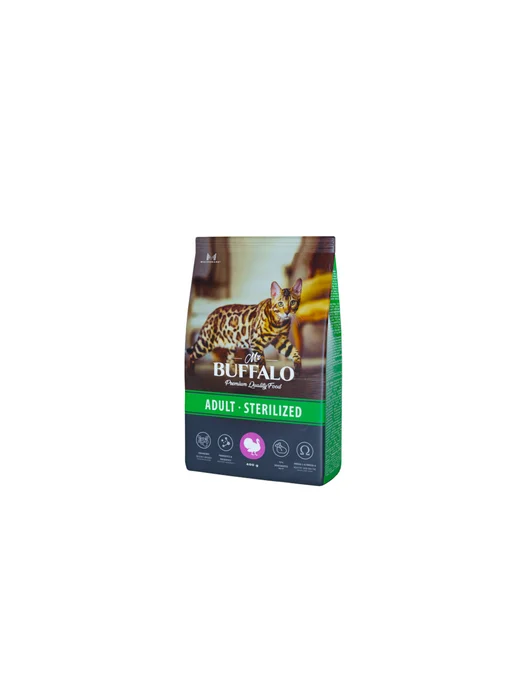 Сухой корм mr Buffalo Кошки Sterilized для собак, индейка, 0,4 кг