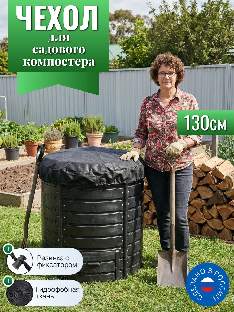 Чехол для садового компостера, 130см, черный