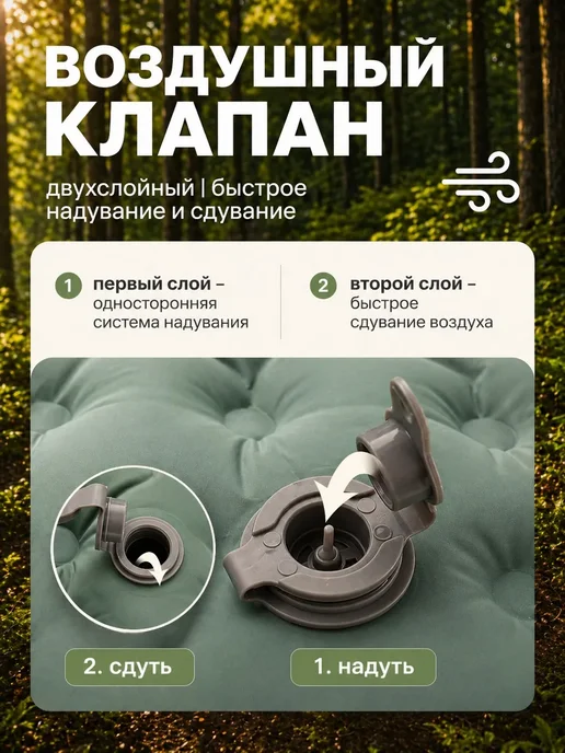ЕСТЬ ИДЕЯ Коврик туристический матрас со встроенным насосом, оранжевый, фото 4