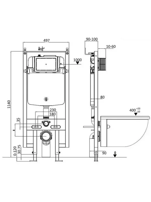 WeltWasser Комплект унитаза AMB 497ST + ERLENBACH 004 GL-WT + AMB RD-CR, белый, фото 7