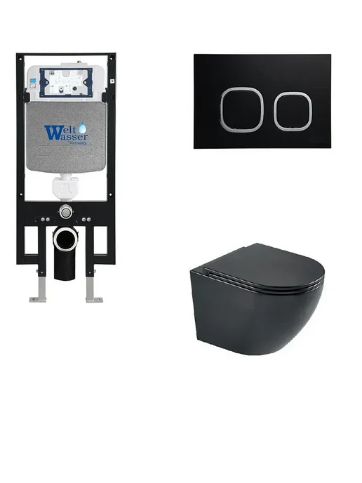 WeltWasser Комплект унитаза MERZBACH 043 GL-WT + AMB 497 + AMB RD-CR, черный, фото 3