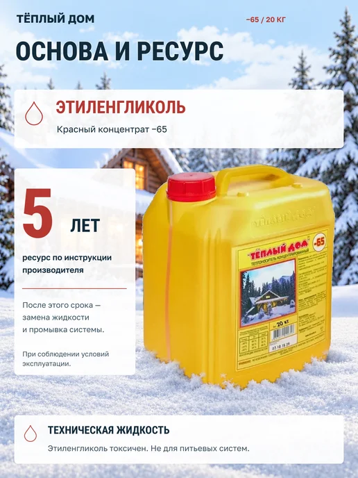ТЕПЛЫЙ ДОМ Теплоноситель антифриз -65 20кг, 20 кг, фото 4