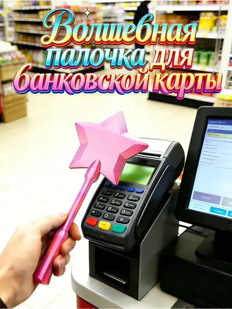 Волшебная палочка для бесконтактной оплаты розовая