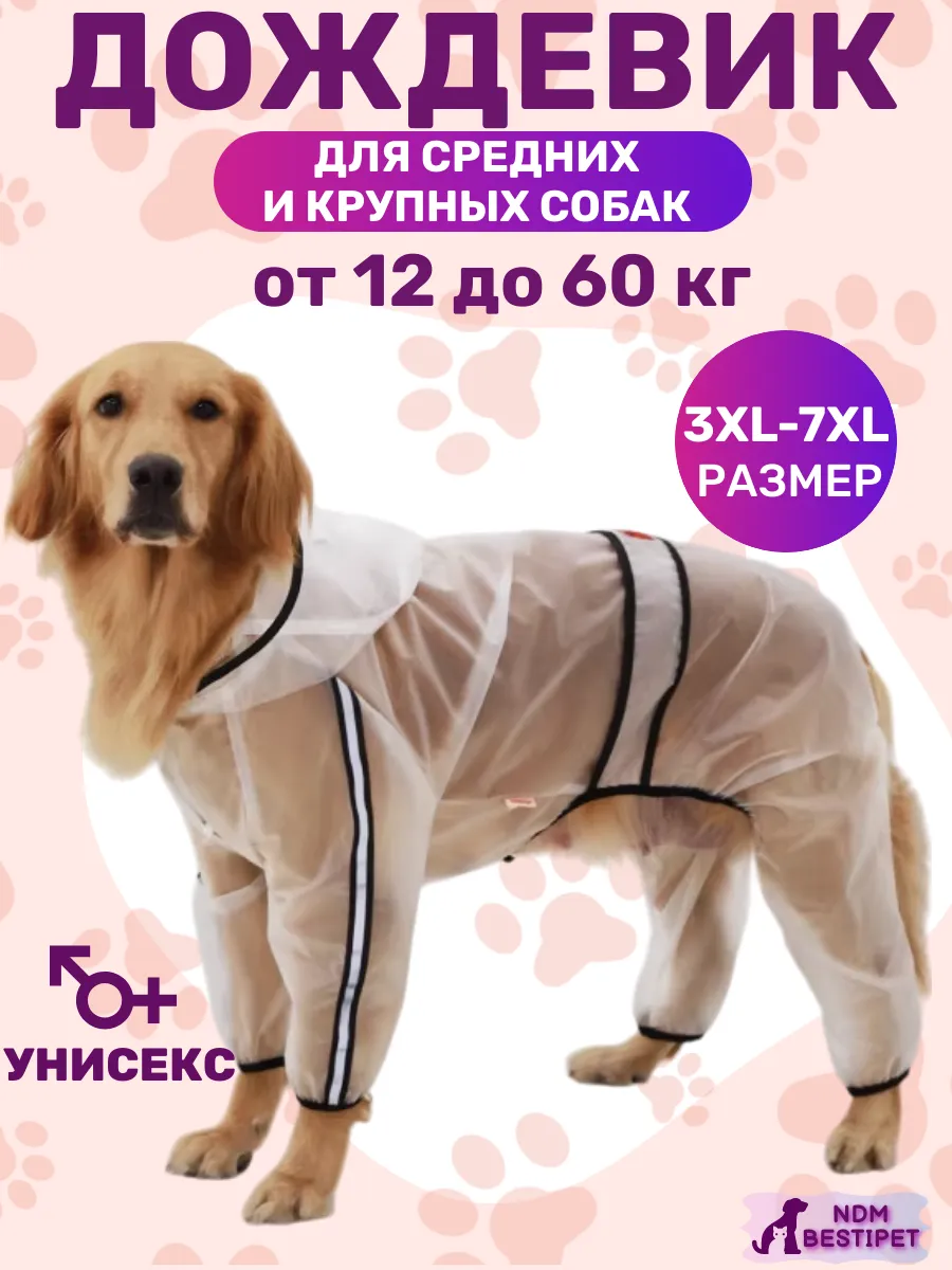 Дождевик комбинезон для собак средних и крупных пород