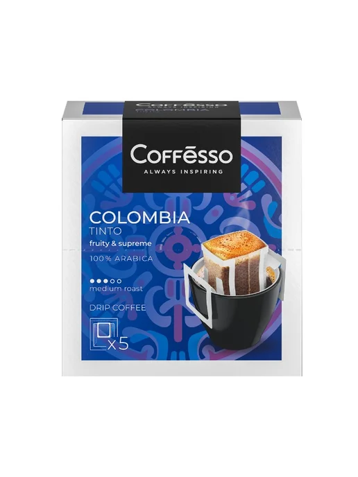 COFFESSO Кофе молотый Colombia Tinto, 50 г, 50 г, в упаковке 800 г, фото 2