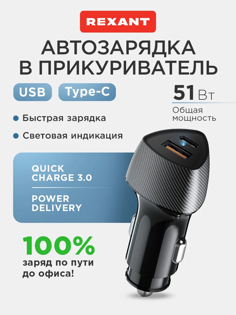 Автозарядка в прикуриватель для телефона быстрая с 2 портами