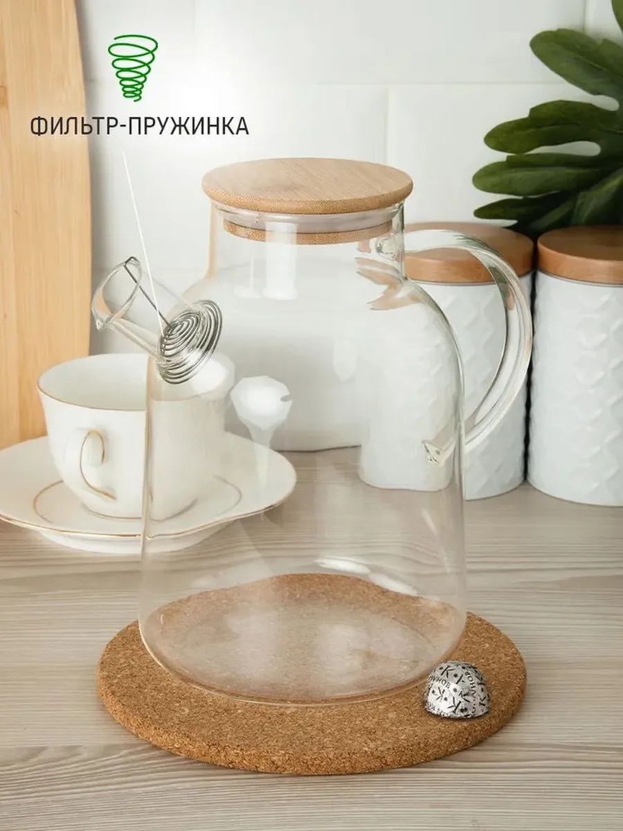 Чайник стеклянный 2,0л термостойкое стекло