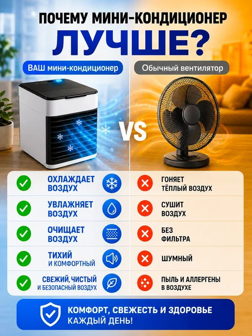 TECHVION Портативный мини кондиционер воздуха мобильный напольный, вариант, фото 4