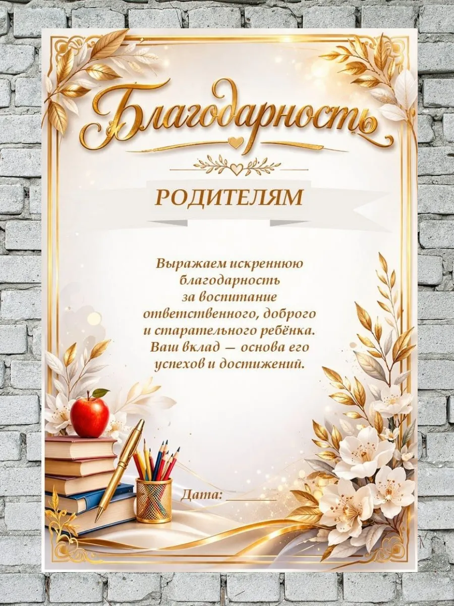 Благодарность во все дыры за годы воспитания Благодарность во все дыры за годы воспитания