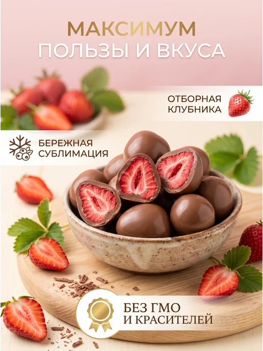 Клубника сублимированная в молочном шоколаде, вариант, фото 4