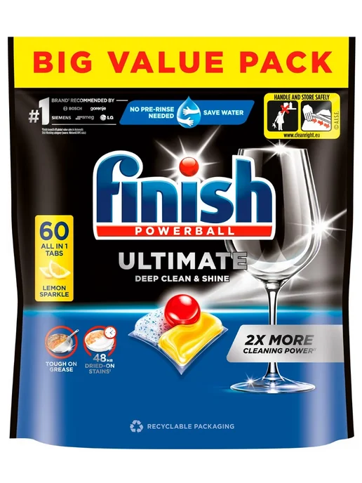 Finish Капсулы для посудомоечной машины Ultimate All in One Lemon, 60 шт