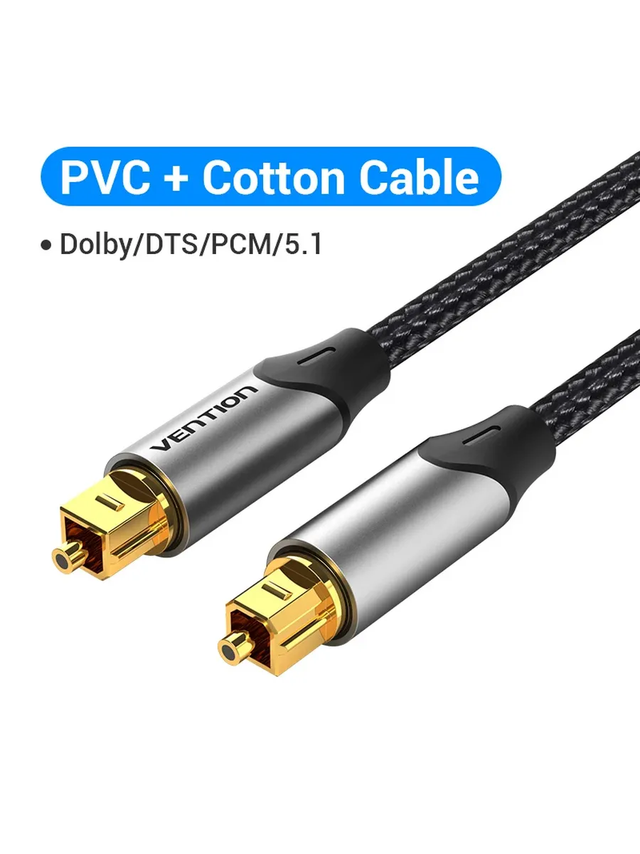 Оптический кабель Vention 3м, Cotton Cable Black