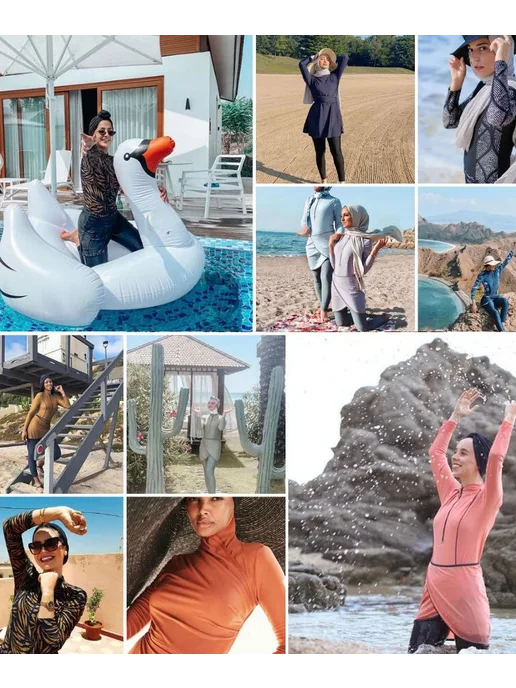 seafanny Новый мусульманский купальник женский скромный лоскутный хид, красный, фото 7