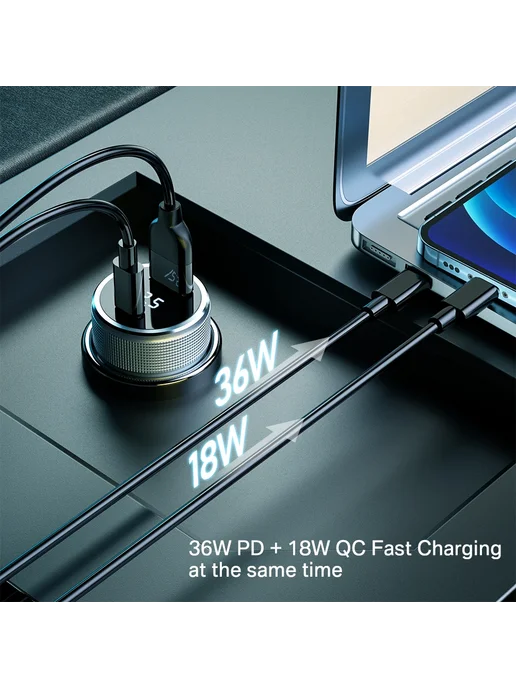 ASOMETECH Автомобильное зарядное 36W Dual USB A, 36 Вт, фото 6
